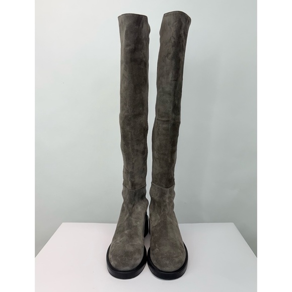 New Stuart Weitzman 5050 Bold Over The Knee Boot Grey Suede Sz 5.5 - Picture 8 of 15